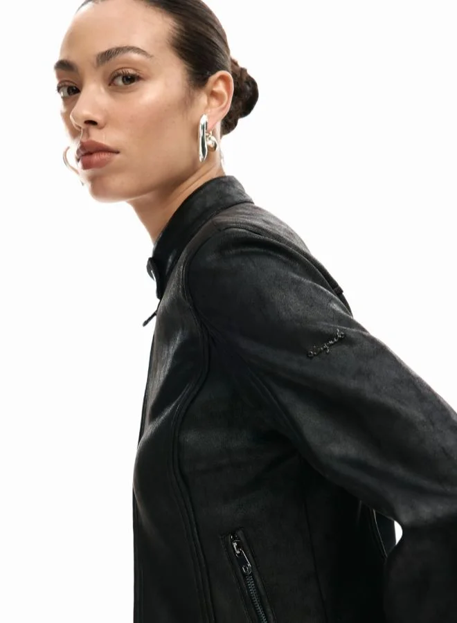 Desigual Black Mandarin Collar Jacket for Women | Best Price UAE